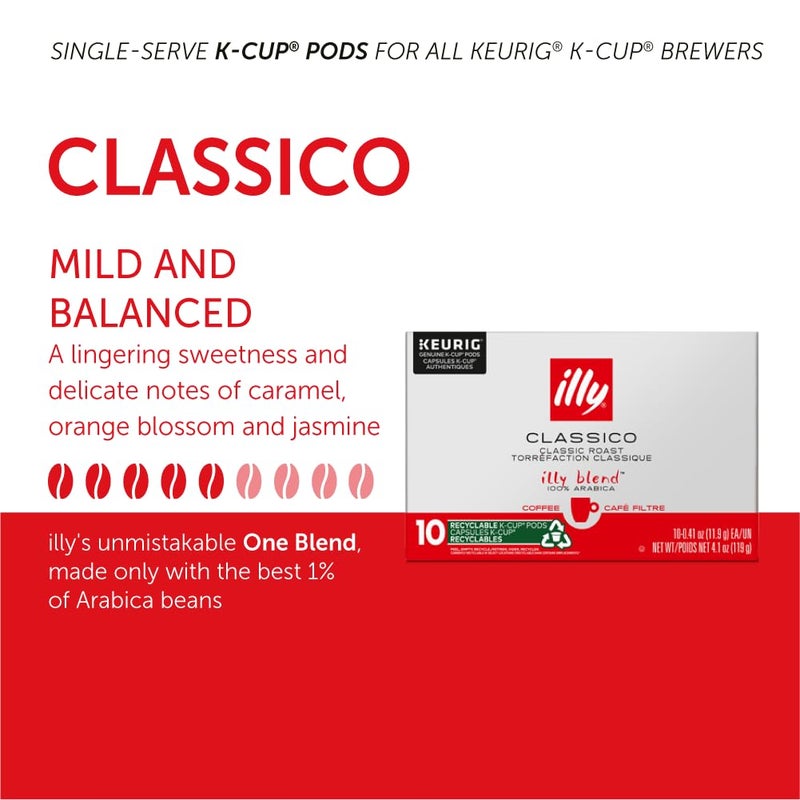 Illy Coffee, Smooth And Balanced, Classico Medium Roast K-Cups, Made With 100% Arabica Beans, All-Natural, No Preservatives, Pods For Keurig Machines, 10 K-Cup Pods (Pack Of 1) - Image 3